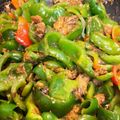 柴犬ラン's cooksnap of when they made 早い！サバ味噌煮缶とピーマンの炒り煮.