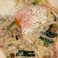 Blue's cooksnap of when they made 深煎りごまカルボナーラうどん.