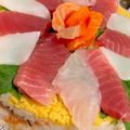 Blue's cooksnap of when they made ひな祭りにママの寿司ケーキ.