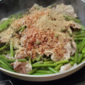 ｸﾏﾘｴ's cooksnap of when they made さつまいもの茎と豚肉のおかかゴマ炒め.