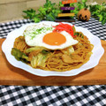 KBBキッチン☆'s cooksnap of when they made 我が家の月見焼きそば(*^m^*).