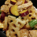 reitry's cooksnap of when they made れんこんとさつまいもと鶏肉の味噌炒め.