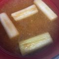 snow012's cooksnap of when they made かぼちゃと長葱だけの絶品お味噌汁♡.