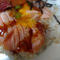 ミイシ's cooksnap of when they made サーモンのとろユッケ丼.