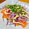 ねっちゃんっ's cooksnap of when they made サーモン☆紫玉ねぎと貝われ大根のせ.