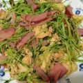 クック6DDPP8☆'s cooksnap of when they made レンジで簡単！豆苗とベーコンの玉子炒め.