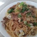くまstar's cooksnap of when they made ☆春キャベツ豚肉、塩昆布の和風パスタ☆.