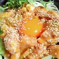 春美姫's cooksnap of when they made アボカドとサラダチキンのポキ風丼.