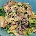はなはな桜's cooksnap of when they made めんつゆで！牛肉&玉ねぎ&豆苗の卵とじ.