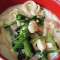 ヨシヨッシー's cooksnap of when they made ほうれん草とエビのクリーム味噌うどん.