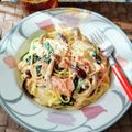 在宅勤務のおじさん's cooksnap of when they made ほうれん草と塩鮭としめじのクリームパスタ.