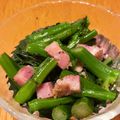 めちゃ吉's cooksnap of when they made 5分で完成★アスパラ菜とベーコンの炒め煮.