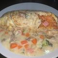 海外単身赴任オヤジ's cooksnap of when they made オムライスのホワイトソースがけ☆クリーム.