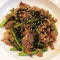 クックQ8MI66☆'s cooksnap of when they made 春菊と牛肉のガーリックバター醤油炒め.