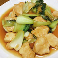 vabochan's cooksnap of when they made 柔らか鶏肉と青梗菜のオイスターソース炒め.