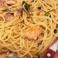 Eire's cooksnap of when they made ホウレンソウと鮭の和風パスタ.