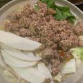 hina＆coMAM's cooksnap of when they made 長芋と大根と豆苗のトロトロ豆乳坦々鍋.