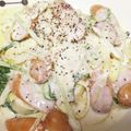 はるいろいちご's cooksnap of when they made 水菜とウインナーのクリームパスタ.