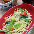 ☆あさ's cooksnap of when they made 混ぜるだけ簡単！トマトと小松菜のパスタ.