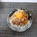 スタイリッシュママ's cooksnap of when they made 豚そぼろキムチ納豆丼.
