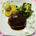 チェックのミニくま's cooksnap of when they made 今夜の夜ご飯♡ハンバーグでミルバーグ♡.