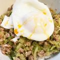 サボテンベリー★'s cooksnap of when they made キャベツと鶏ミンチのうま丼.