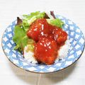 ＠迷子＠'s cooksnap of when they made 唐揚げリメイク♡うちのケチャダレ甘酢丼♥.