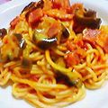 くくみっこ's cooksnap of when they made なすとベーコンのトマトスパゲッティー.