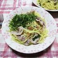 papepo☆'s cooksnap of when they made 豚バラと青ネギのさっぱり梅干し和風パスタ.