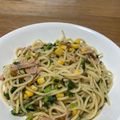 mamemami's cooksnap of when they made ウマ！大根の葉とベーコンの和風パスタ♪.