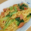 モモズキッチン's cooksnap of when they made 簡単ランチ！小松菜とハムの和風パスタ.