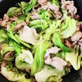 マナダック's cooksnap of when they made 豚しゃぶとキャベツのウスターソース炒め.
