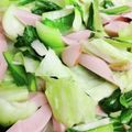 Mick's cooksnap of when they made キャベツとチンゲン菜の魚肉ソーセージ炒め.