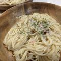 papikun's cooksnap of when they made サーモンの酒粕クリームパスタ♡.