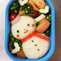 Chaaa_room's cooksnap of when they made キャラ弁☆クリスマス☆スノーマン弁当.