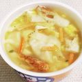 私市ビッキーズ津門巳's cooksnap of when they made ワンタン刻み揚げ竹輪入シーフードヌードル.