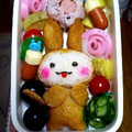 puniＫ's cooksnap of when they made キャラ弁　お稲荷さんでうさるさん.