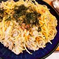 MizuhoBank's cooksnap of when they made 明太子とキャベツとしらすのパスタ.