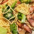 チワワここ's cooksnap of when they made ブロッコリーとしめじとベーコンのパスタ.
