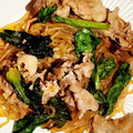K1TR1's cooksnap of when they made 簡単豚肉こんにゃく小松菜すき焼き風炒め煮.