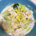 ももゆみ1230's cooksnap of when they made ♪ササミとキャベツの豆乳スープ♪.