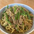 ぎょうざ好きうめりー's cooksnap of when they made アスパラと豚ひき肉の味噌スパゲティ.