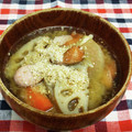 龍青空ママ's cooksnap of when they made 簡単♡れんこんとウインナーの味噌汁♡.