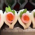 caruga's cooksnap of when they made かまぼこでラブリーローズ♪キャラ弁おせち.