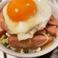 にこちゃんち's cooksnap of when they made 市販焼豚で簡単！目玉焼き乗せスタミナ豚丼.