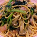 わかな♪'s cooksnap of when they made しめじと小松菜とベーコンの和風パスタ.