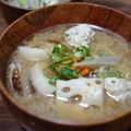 Giant corn's cooksnap of when they made ふわふわ鶏団子と根菜のごちそう味噌汁.