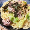 hark33☺︎'s cooksnap of when they made 豚こまと万能ネギ、キャベツの和風パスタ♪.