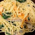 Blue's cooksnap of when they made おいしさ浸みこむミルクスパゲッティー.