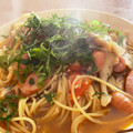 megumintia's cooksnap of when they made ワンパン☆白だし！舞茸とトマトの和風スパ.
